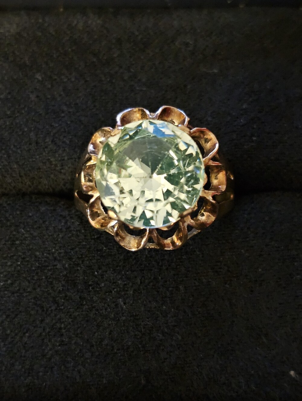 14k Spinel Uranium Vaseline Yellow Gold Ring (Vintage)